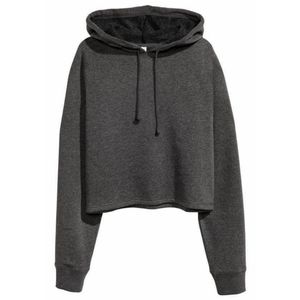 H&M Cropped Hoodie - Dark Grey/Black